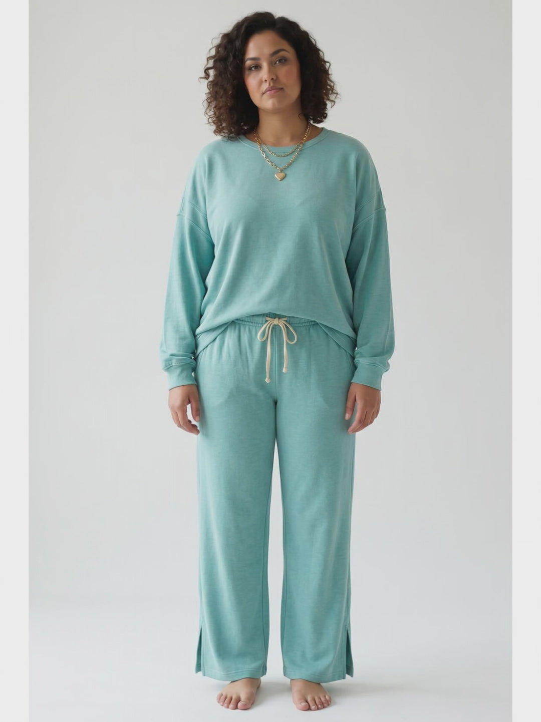 Daydream Foldover Sweatpant- TURQUOISE