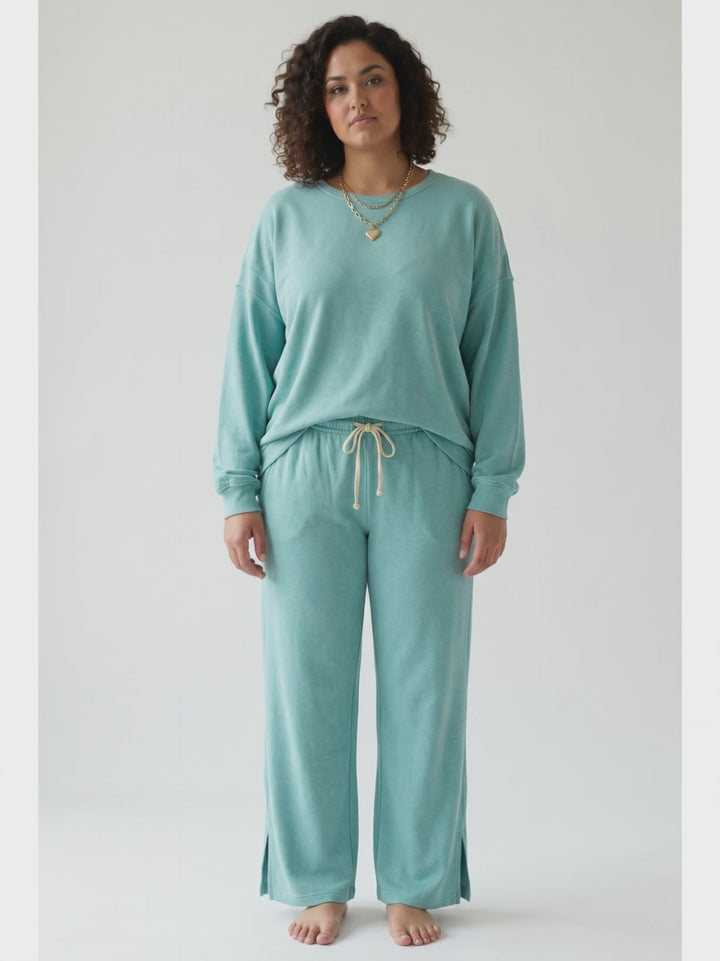 Daydream Foldover Sweatpant- TURQUOISE