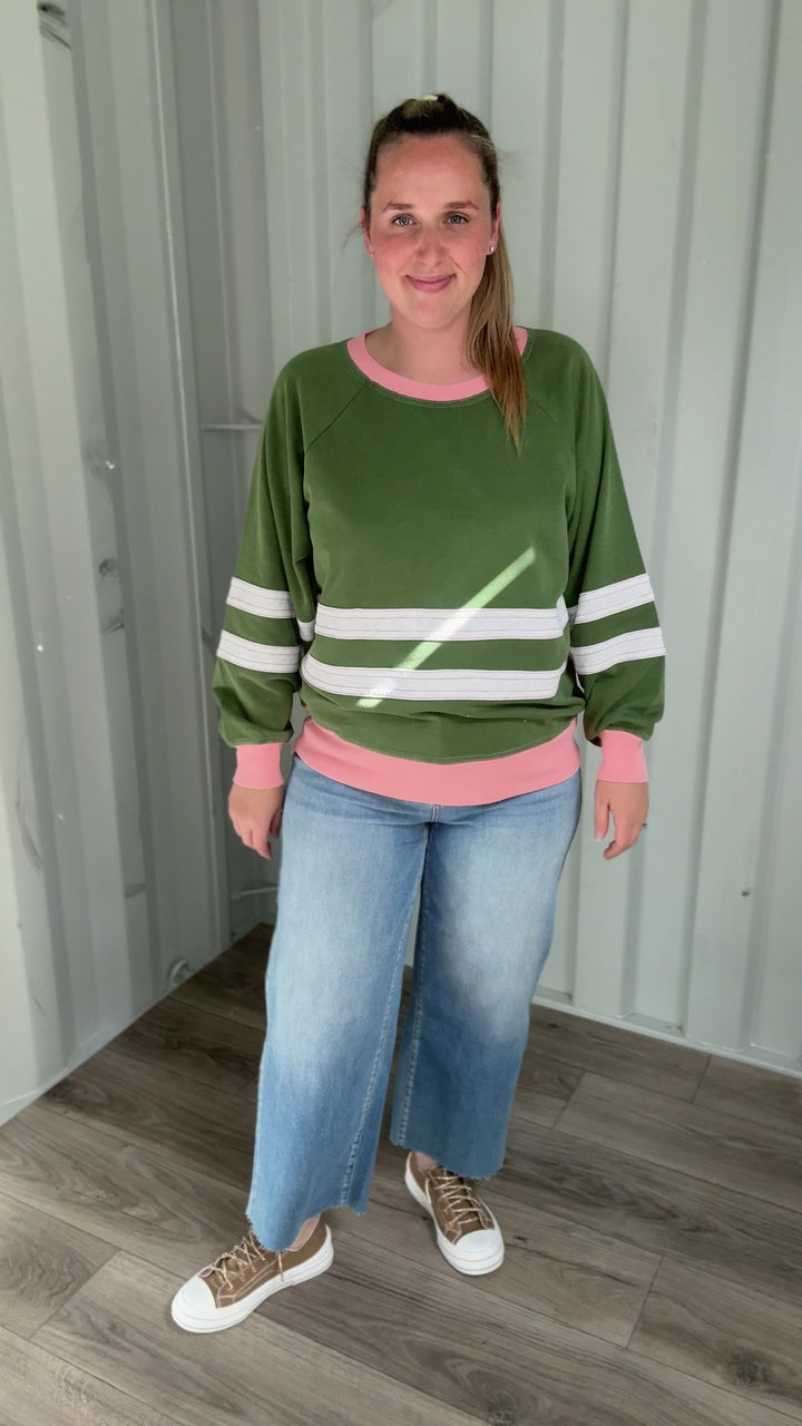 Andie Mineral Washed Pullover- MATCHA