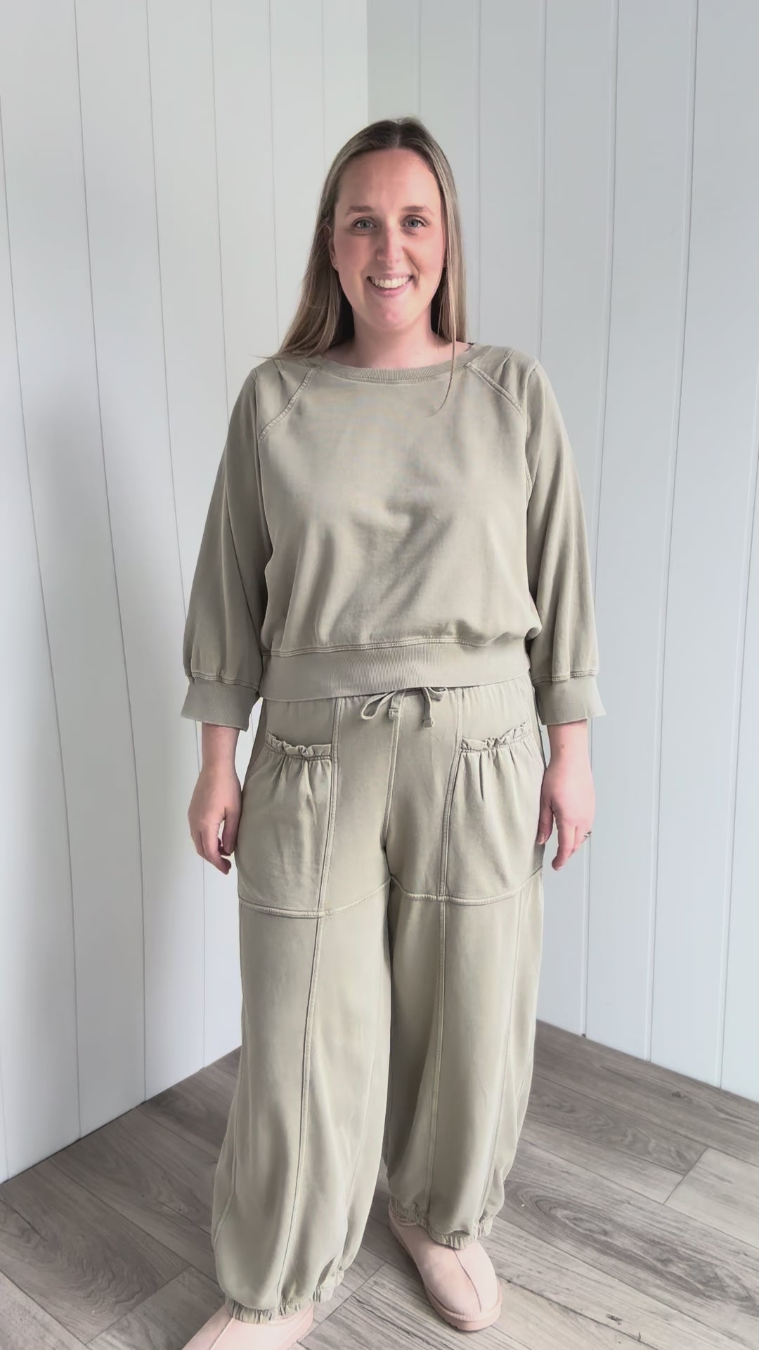 Kerima Washed Cotton Barrel Set- LT SAGE