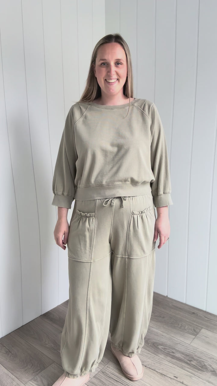 Kerima Washed Cotton Barrel Set- LT SAGE