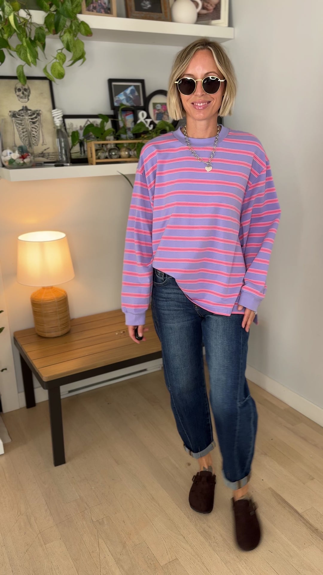 Cady Soft Stripe Oversized Pullover- LAVENDER