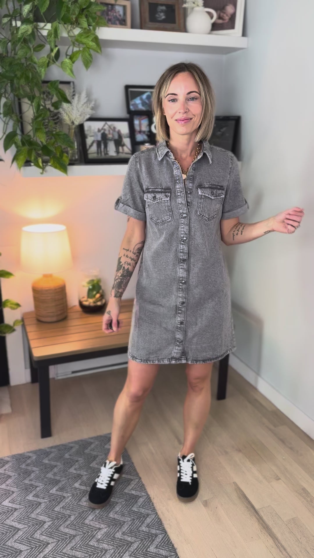 VERO MODA Jennie Denim Midi Dress- GREY WASH