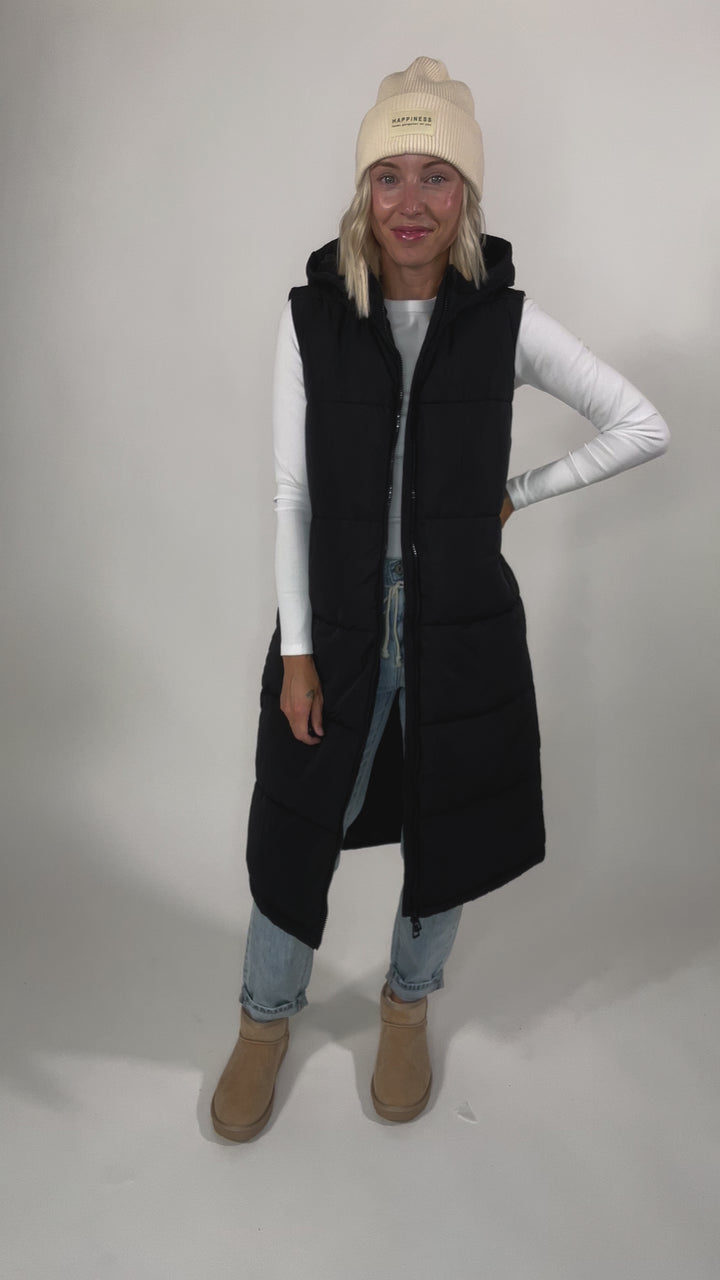ONLY Jackson Long Puffer Vest- BLACK