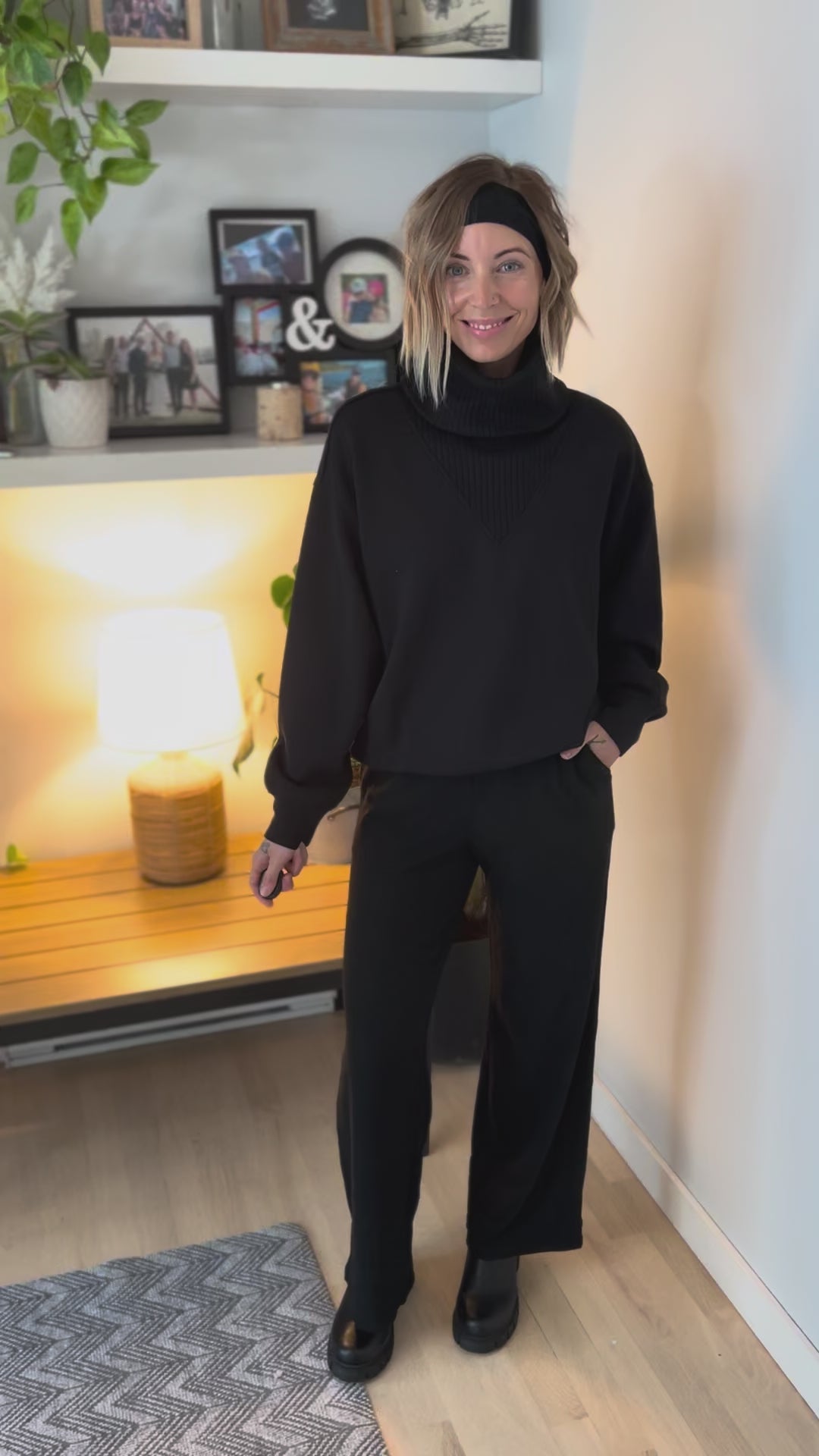 Lemmy Modal Ribbed Turtle Neck Pullover- BLACK