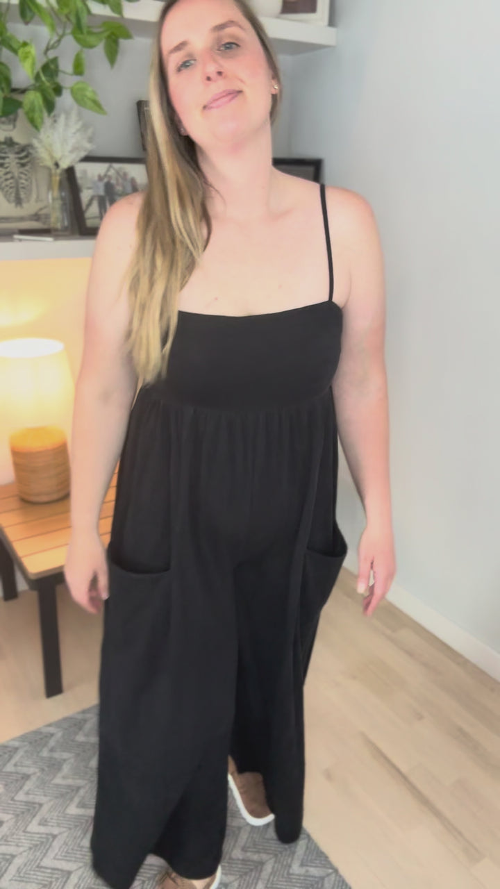 Rowyn Wide Leg Jumpsuit- BLACK