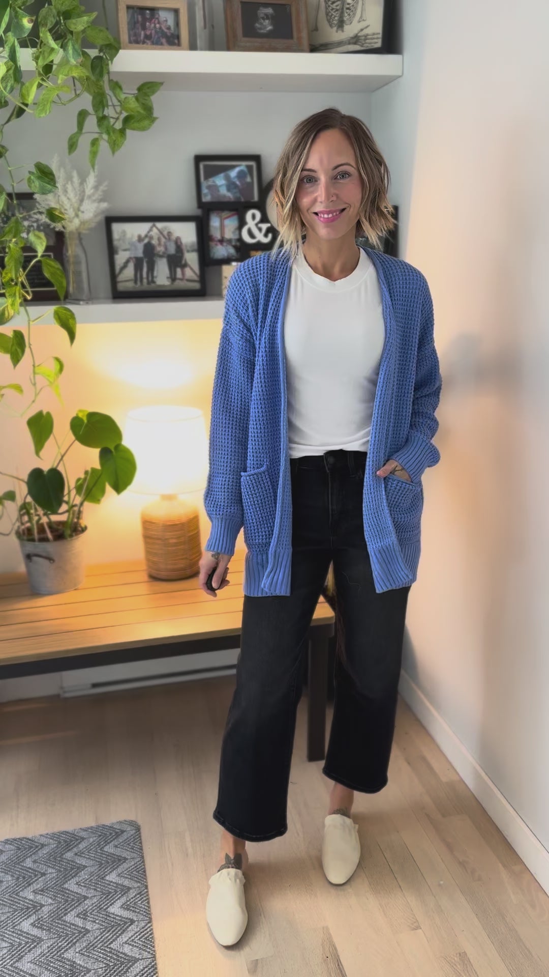 Marley Waffle Cardigan-PERIWINKLE BLUE