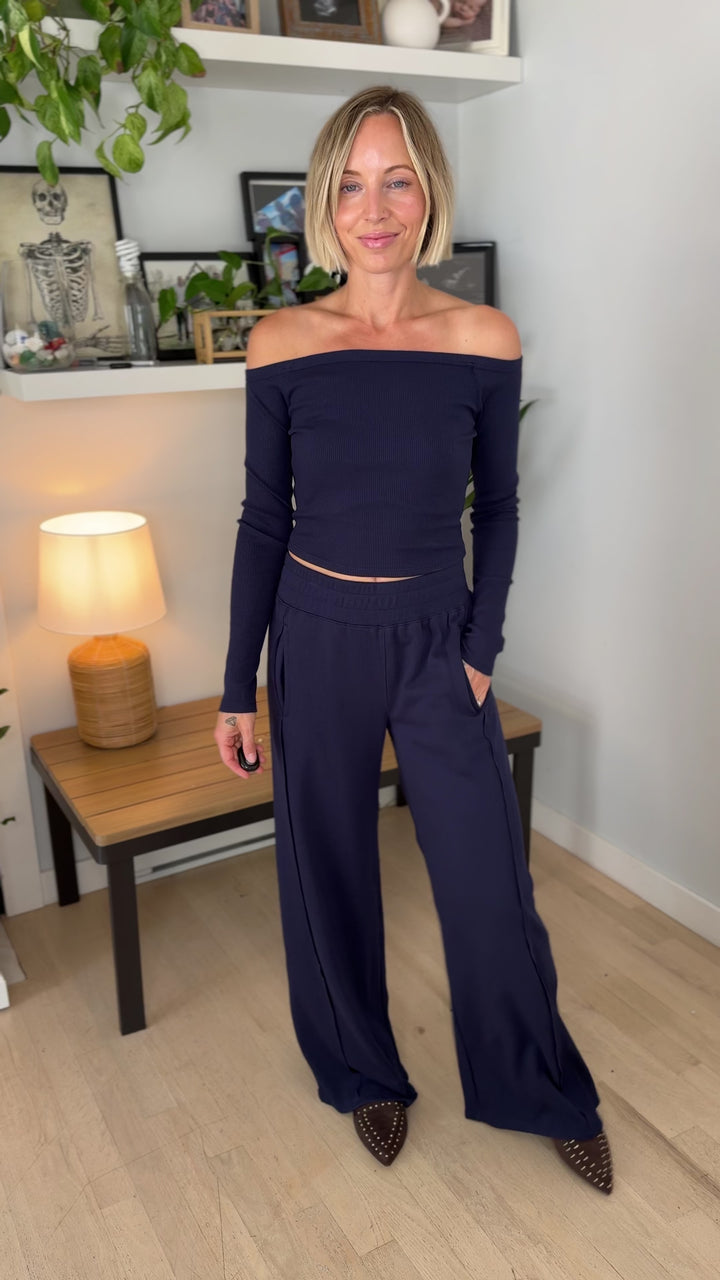 Chestnut Ribbed Knit Set- NAVY