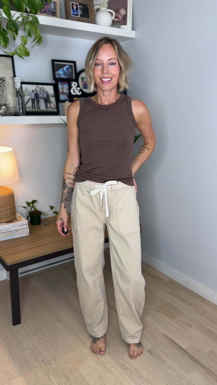 THREAD & SUPPLY Avril Slochy Drawstring Pant- KHAKI