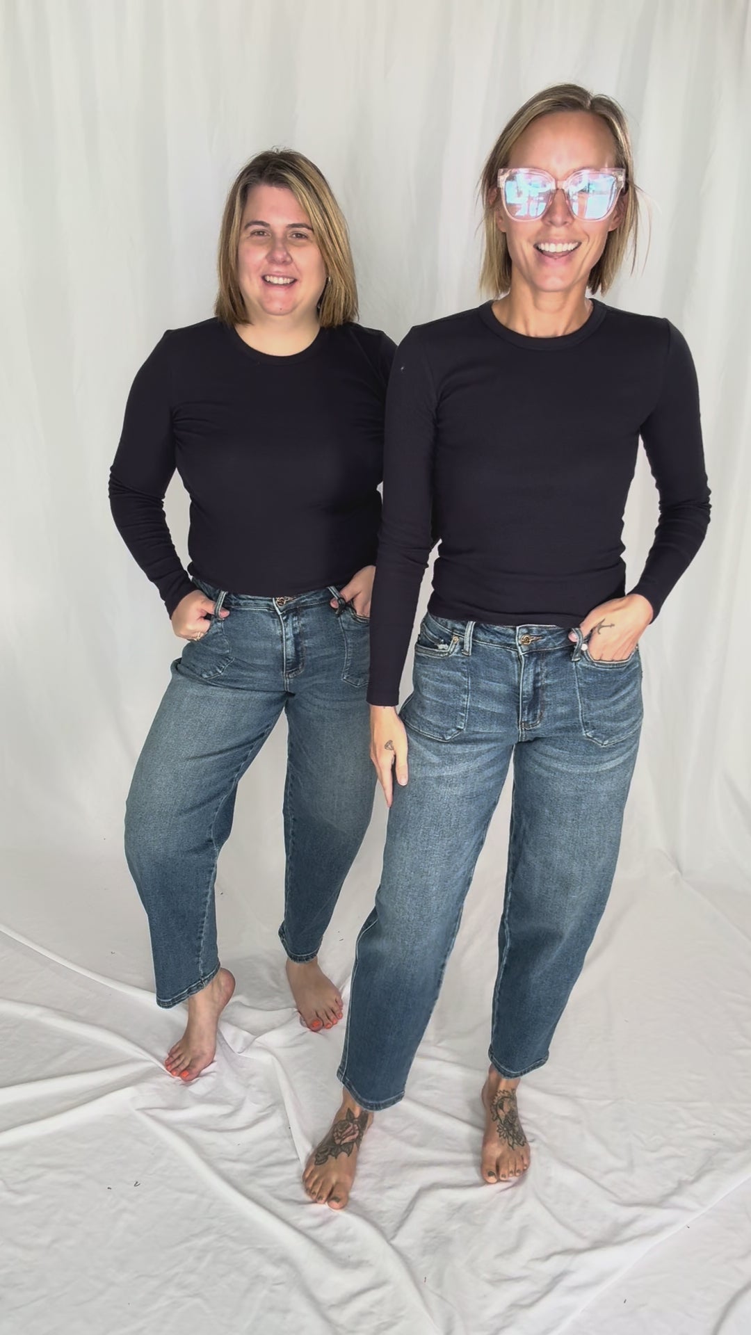 JUDY BLUE Gigi High Waist Barrel Jean- DARK DENIM
