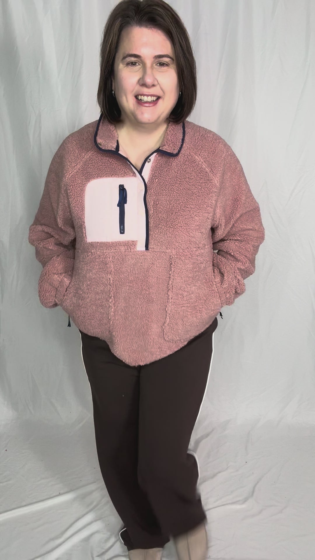Jenna Fleece 1/2 Snap Pullover- MAUVE PINK-FINAL SALE