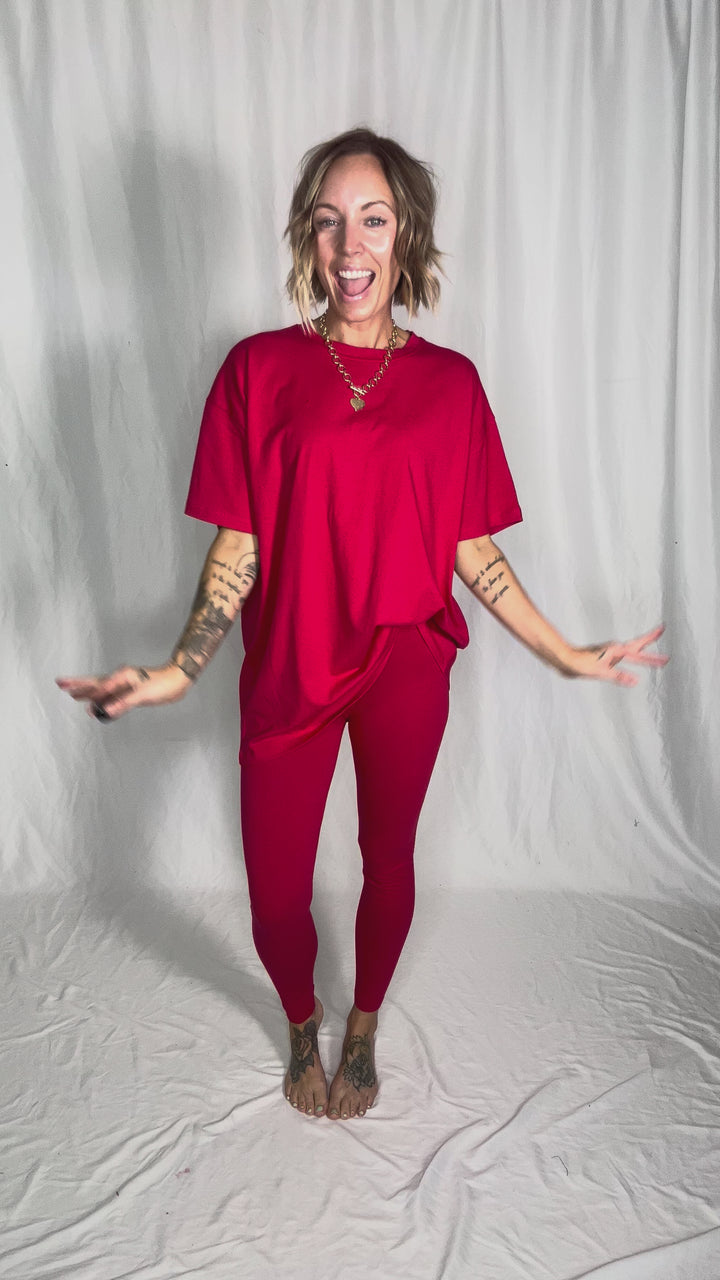 Champlain Cotton Legging Set- RUBY