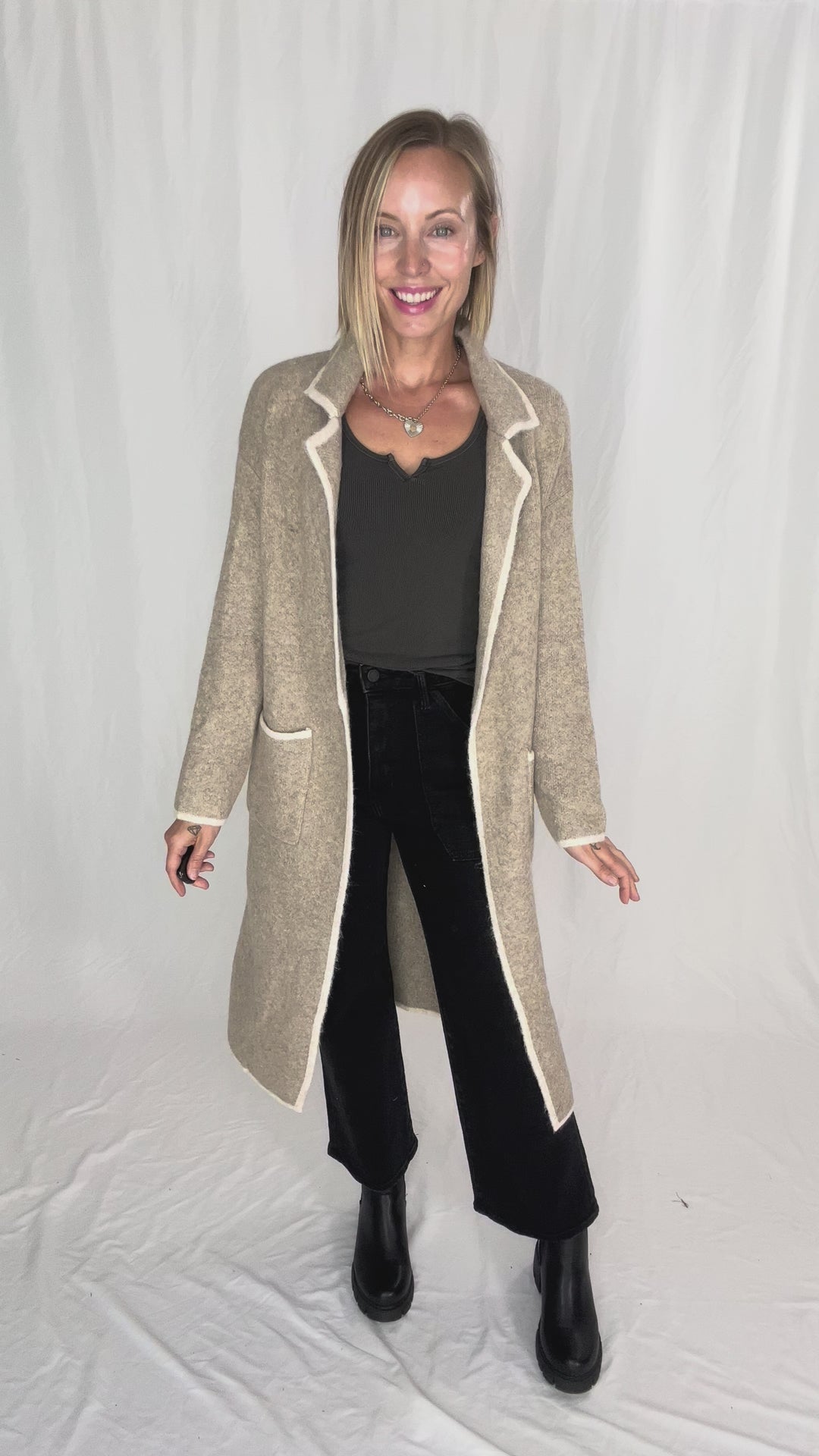 Jasper Knit Coatigan- LT MOCHA