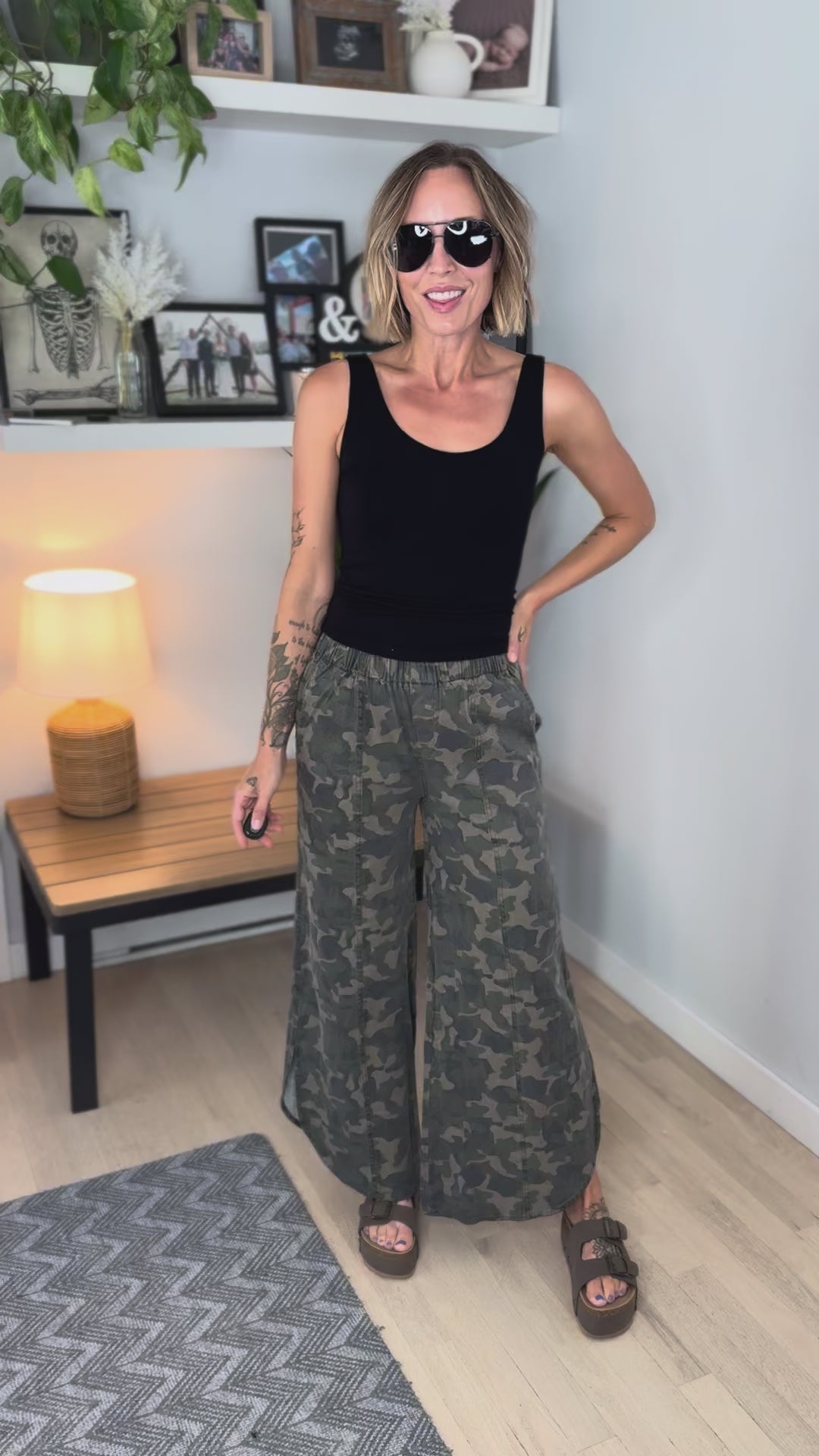 Vivian Cotton Tulip Washed Camo Relaxed Fit Jean- CAMO