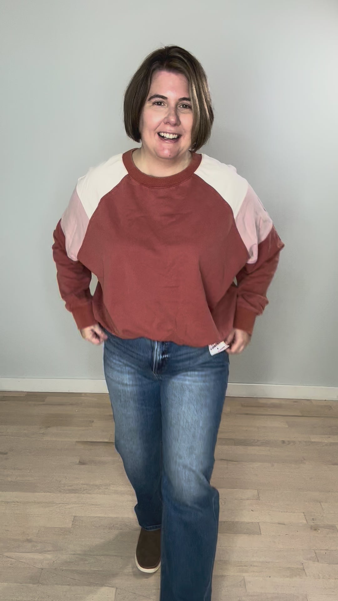 Roxanne Crewneck Pullover- WASHED BRICK-FINAL SALE