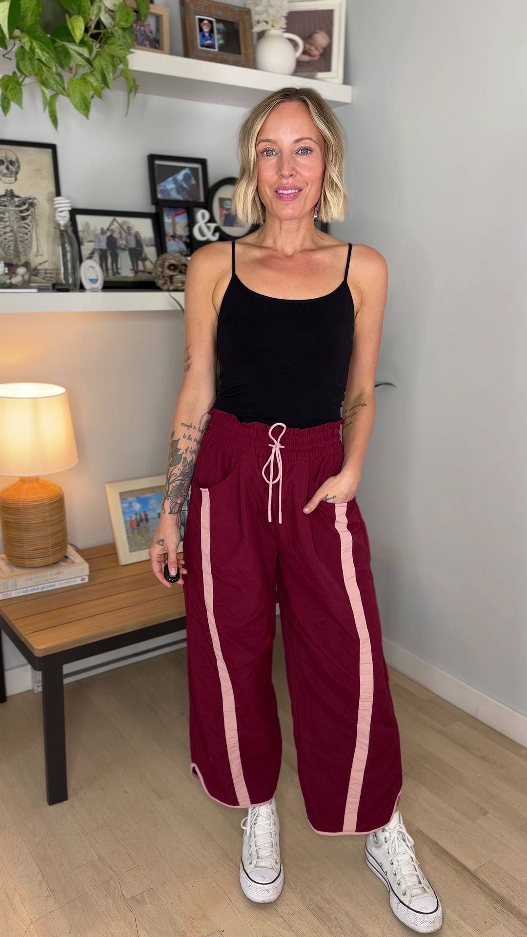 Ronda Windbreaker Barrel Jogger- MAROON