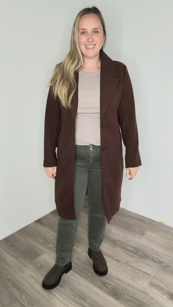 Burwood Collared Coat- CHOCOLATE