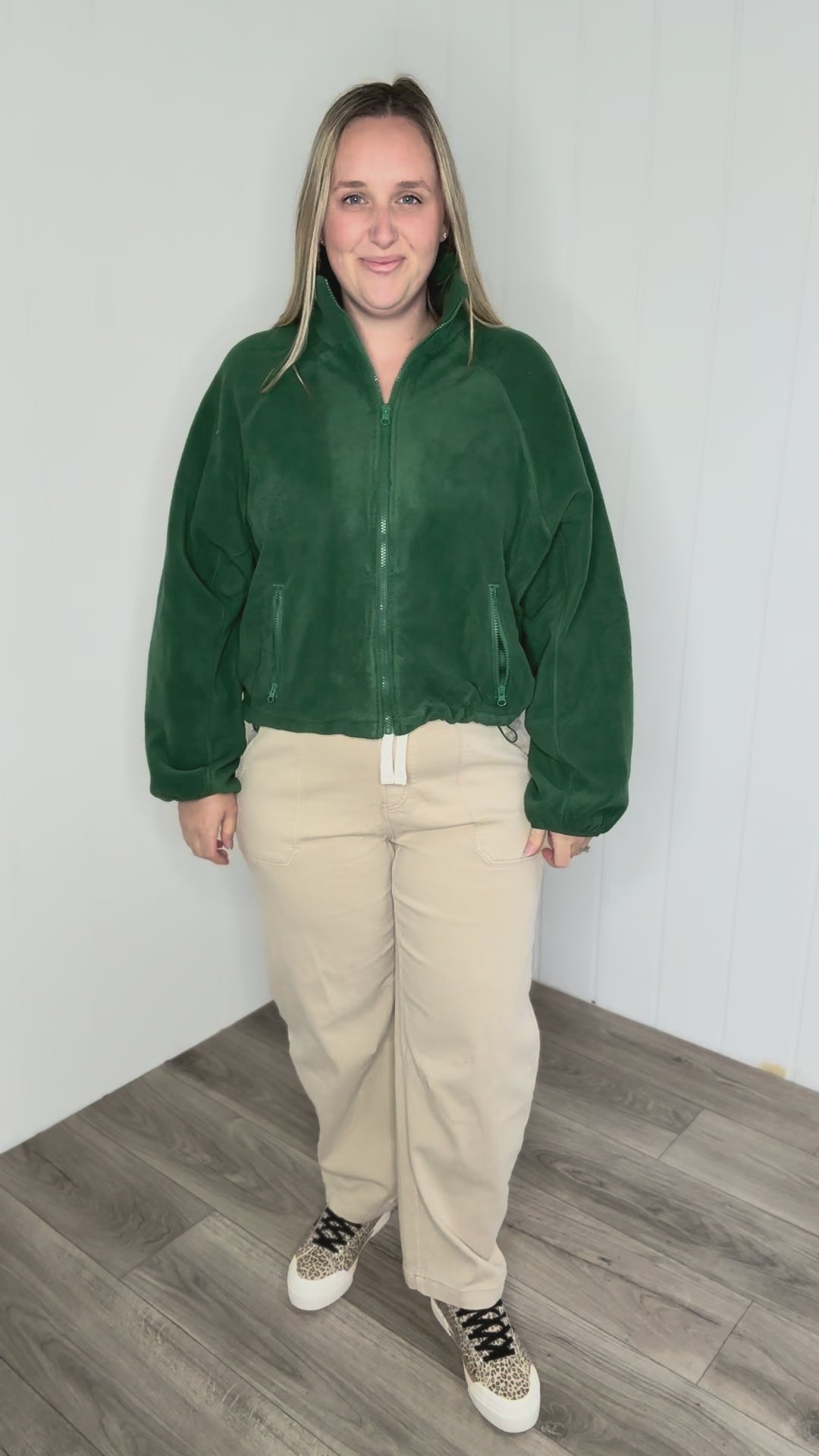 Hazella Full Zip Fleece Jacket- DARK GREEN