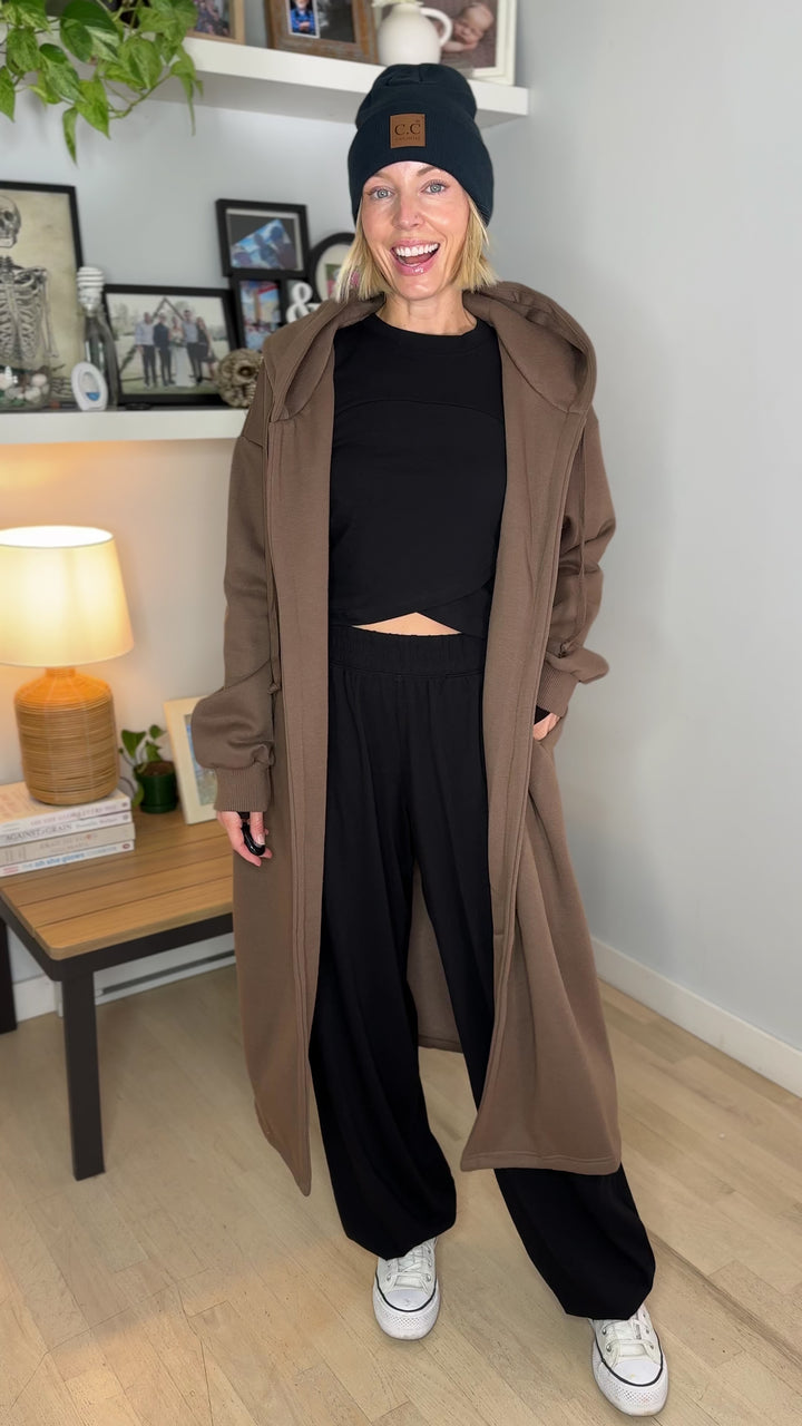 Oslo Hooded Cardigan- BROWN