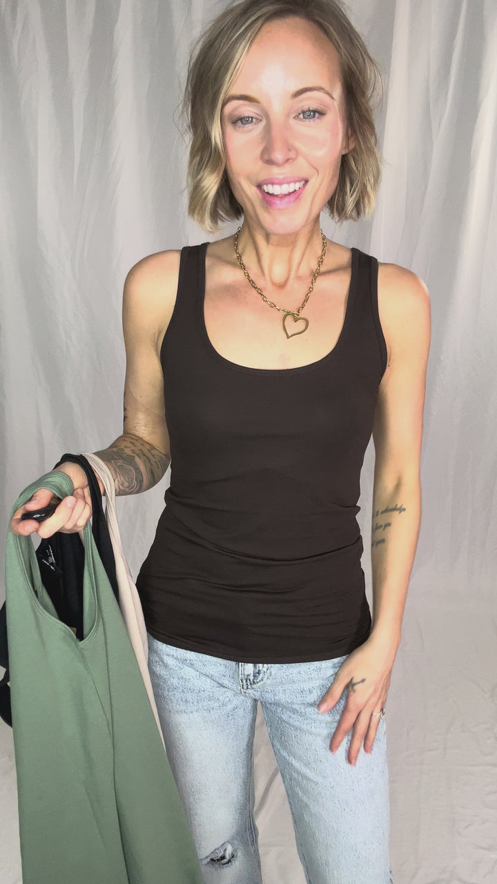 VERO MODA Lulu Long Tank- CHOCOLATE TORTE