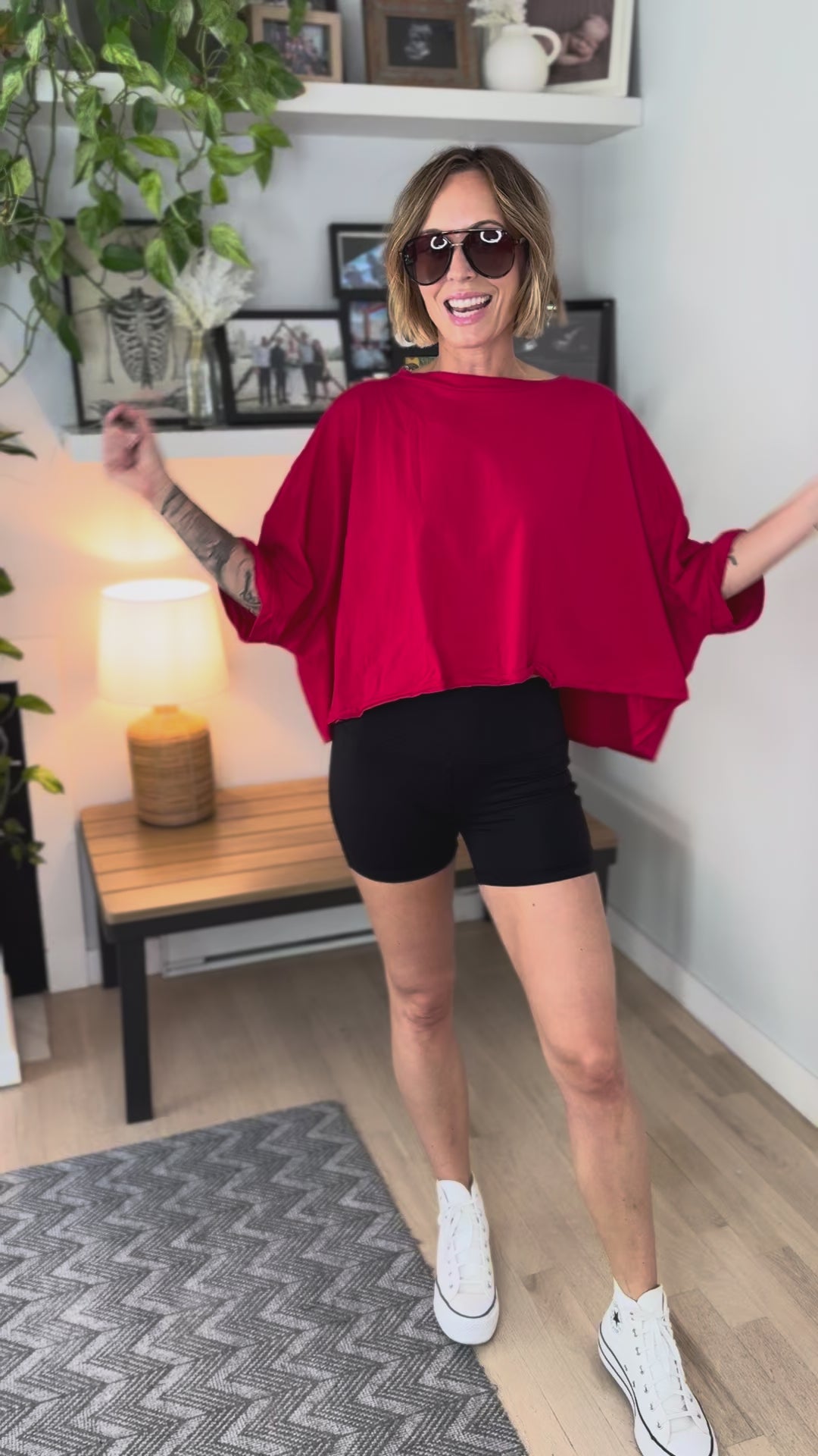 Cape Cod Stretch Cotton Boxy Tee- RED