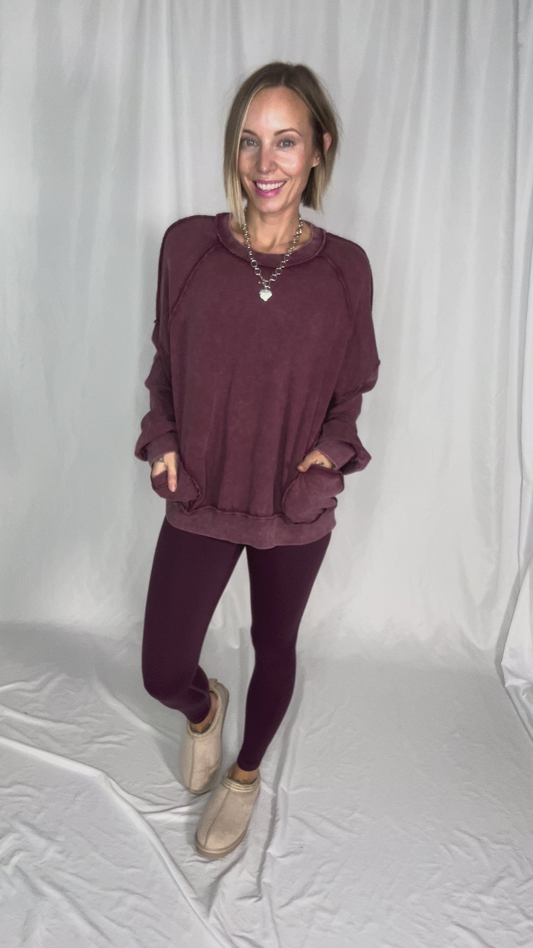 Forage Washed Pocket Pullover- MULBERRY