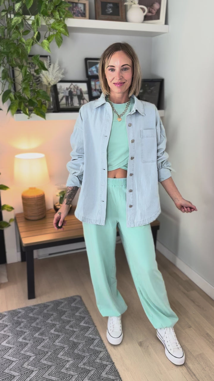 Astrid Mineral Washed Button Down Denim Jacket- DENIM