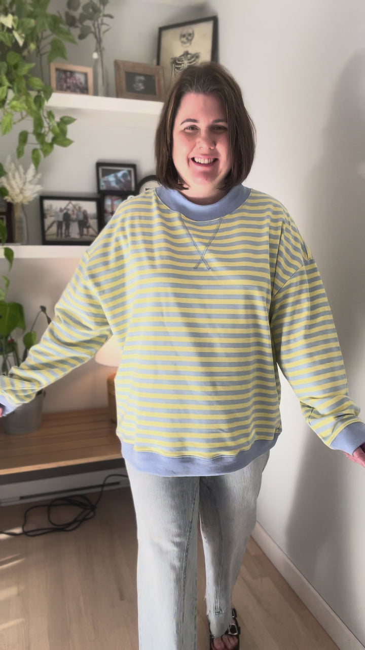 Benson Mock Neck Pullover- BLUE/YELLOW