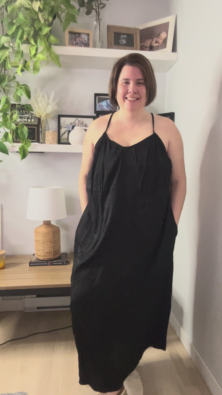 Dakota Open Back Midi Dress- BLACK