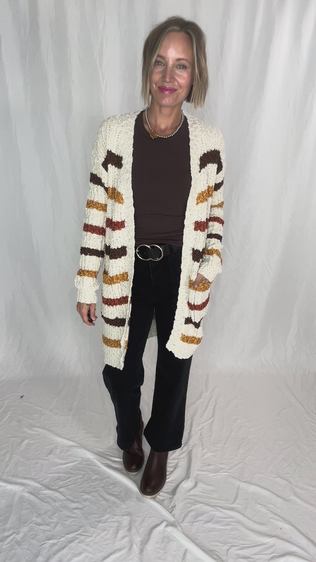 MICHELLE MAE Fall Stripes Cardigan