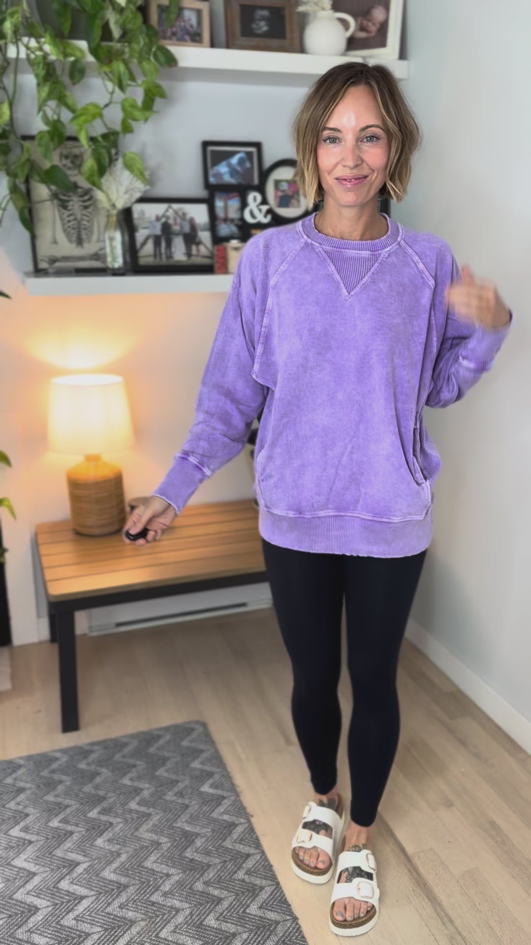 Jane Washed Tunic Pullover- VIOLET