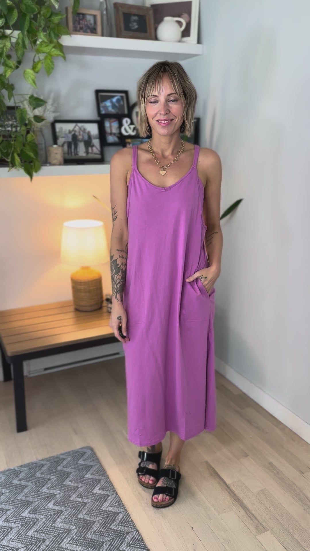 Simple Life Cotton Midi Dress- ORCHID-FINAL SALE