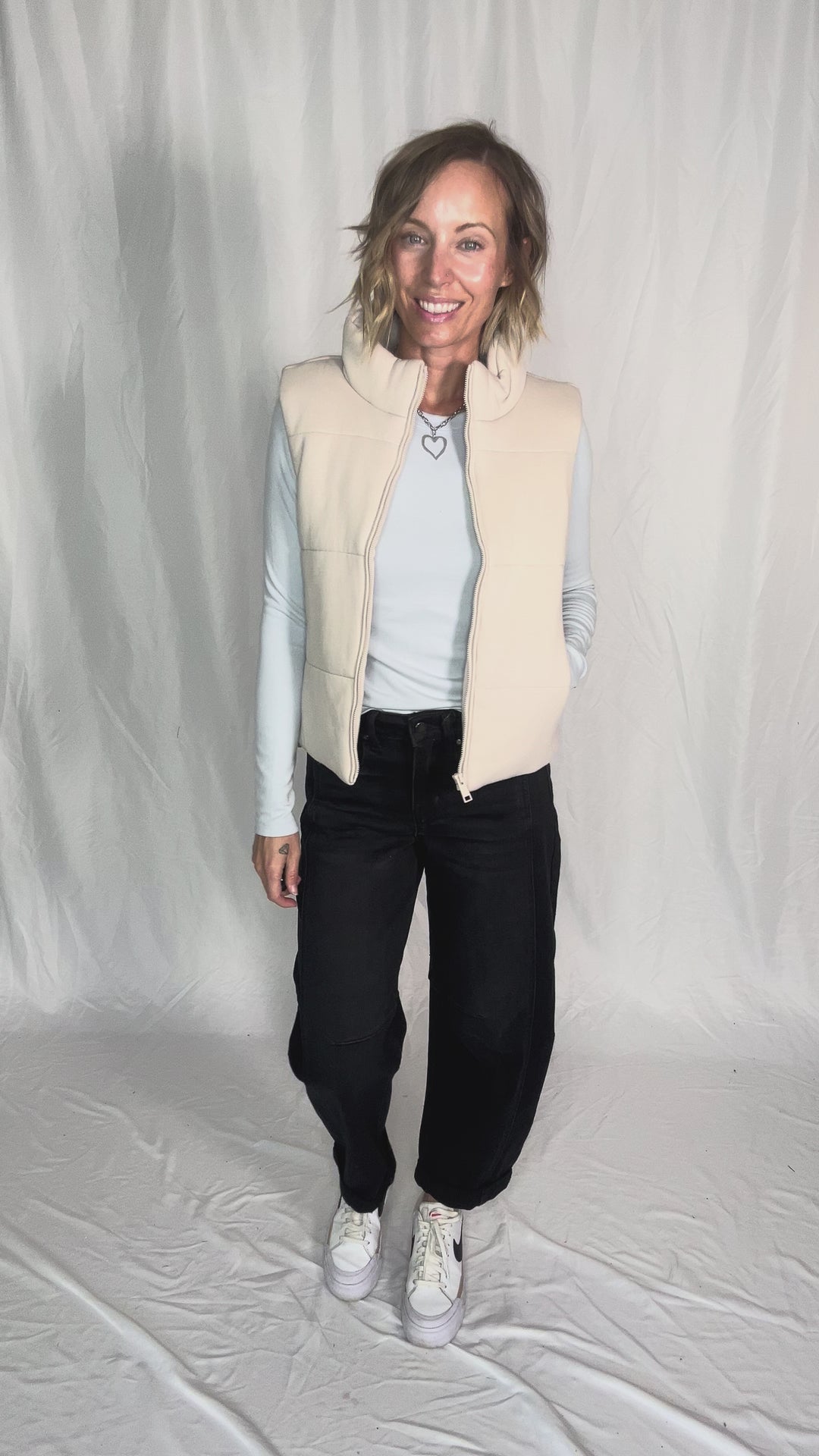 Erica Classic Puffer Vest- BEIGE-FINAL SALE