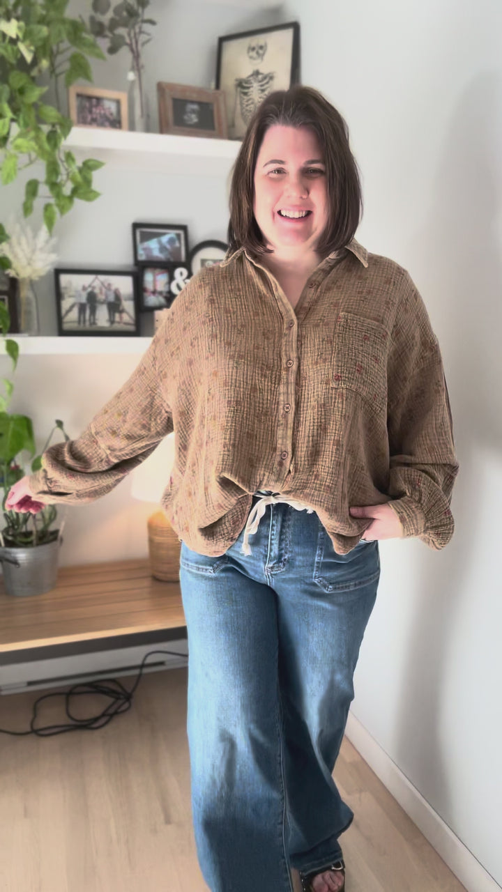 Danielle Cotton Button Down- MOCHA