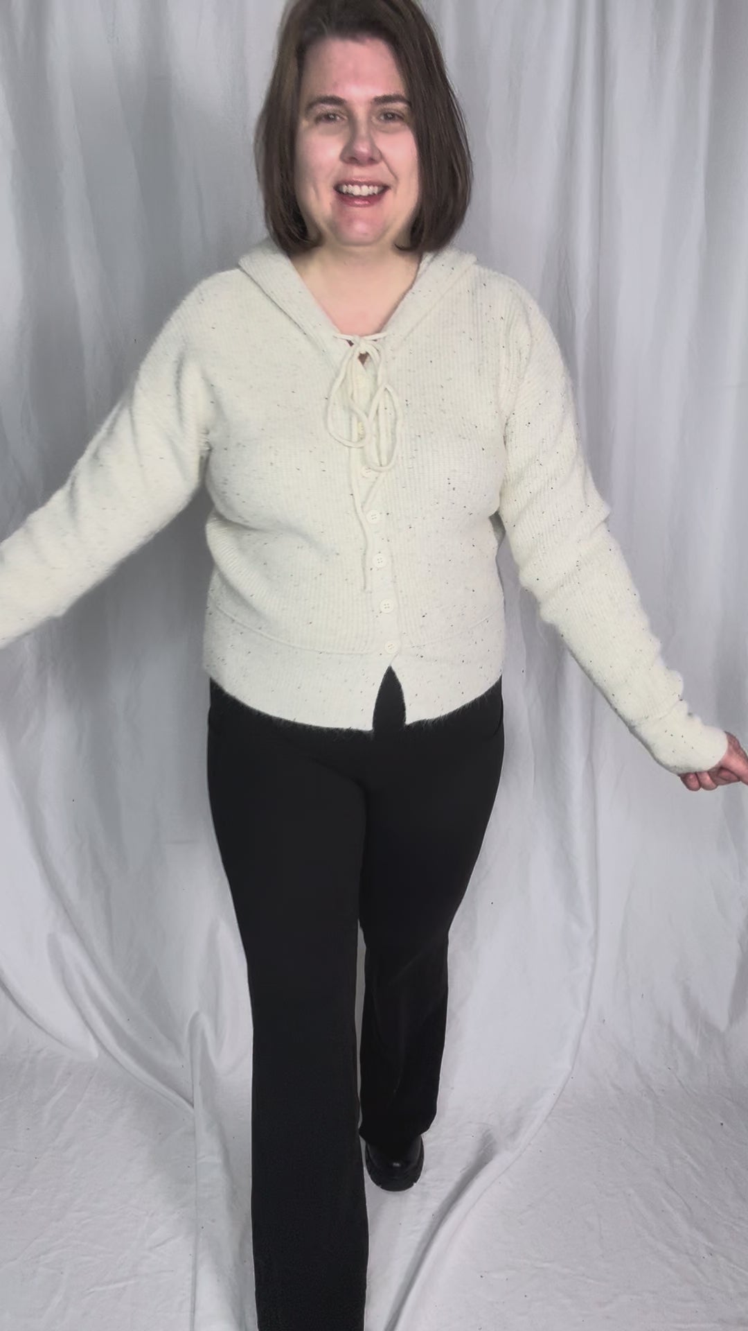 Caroline Button Up Hooded Sweater- OATMEAL