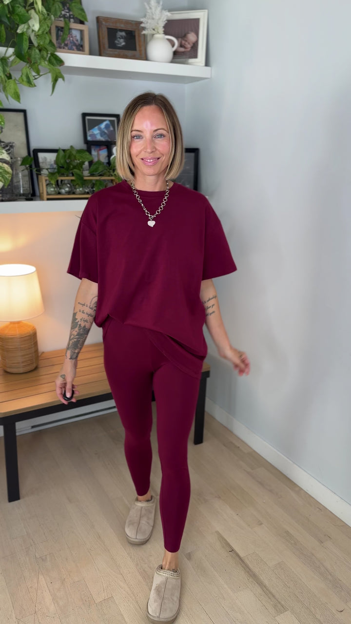 Champlain Cotton Legging Set- CABERNET
