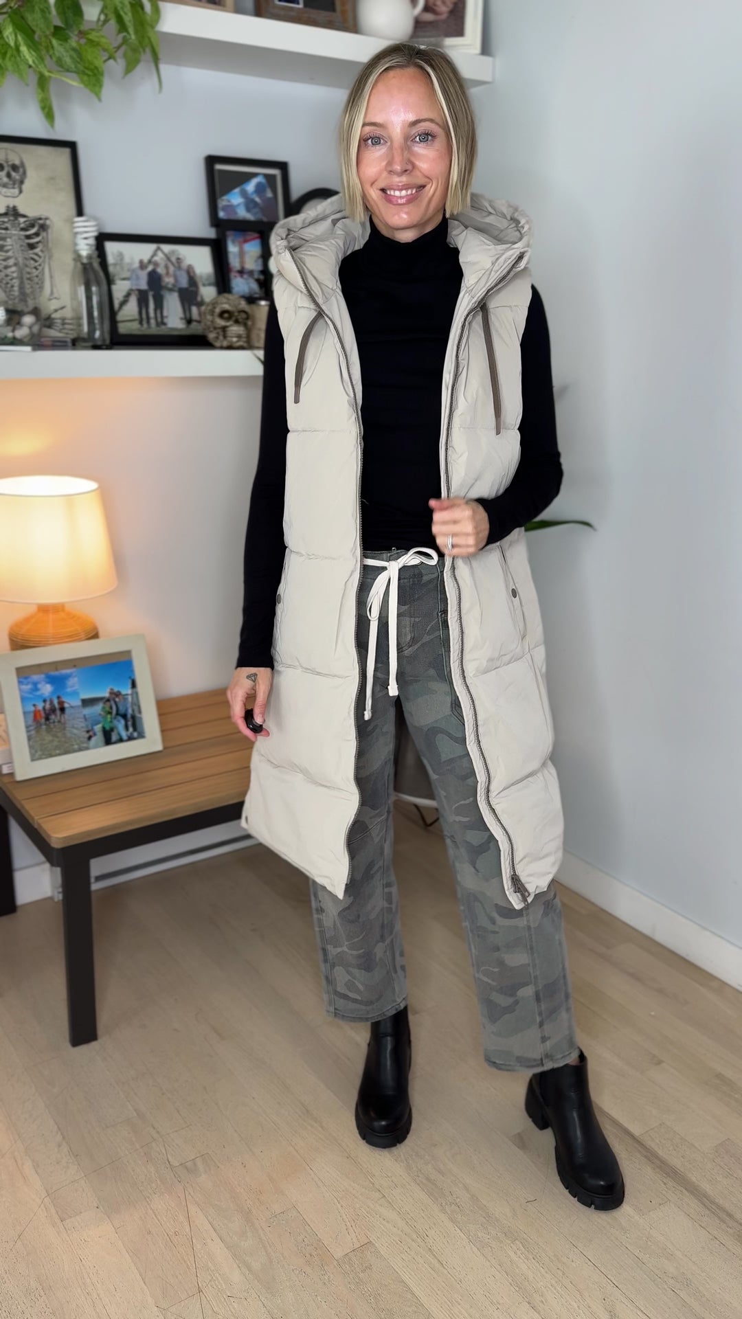 ONLY Blair Long Hooded Puffer Vest- SILVER LINING