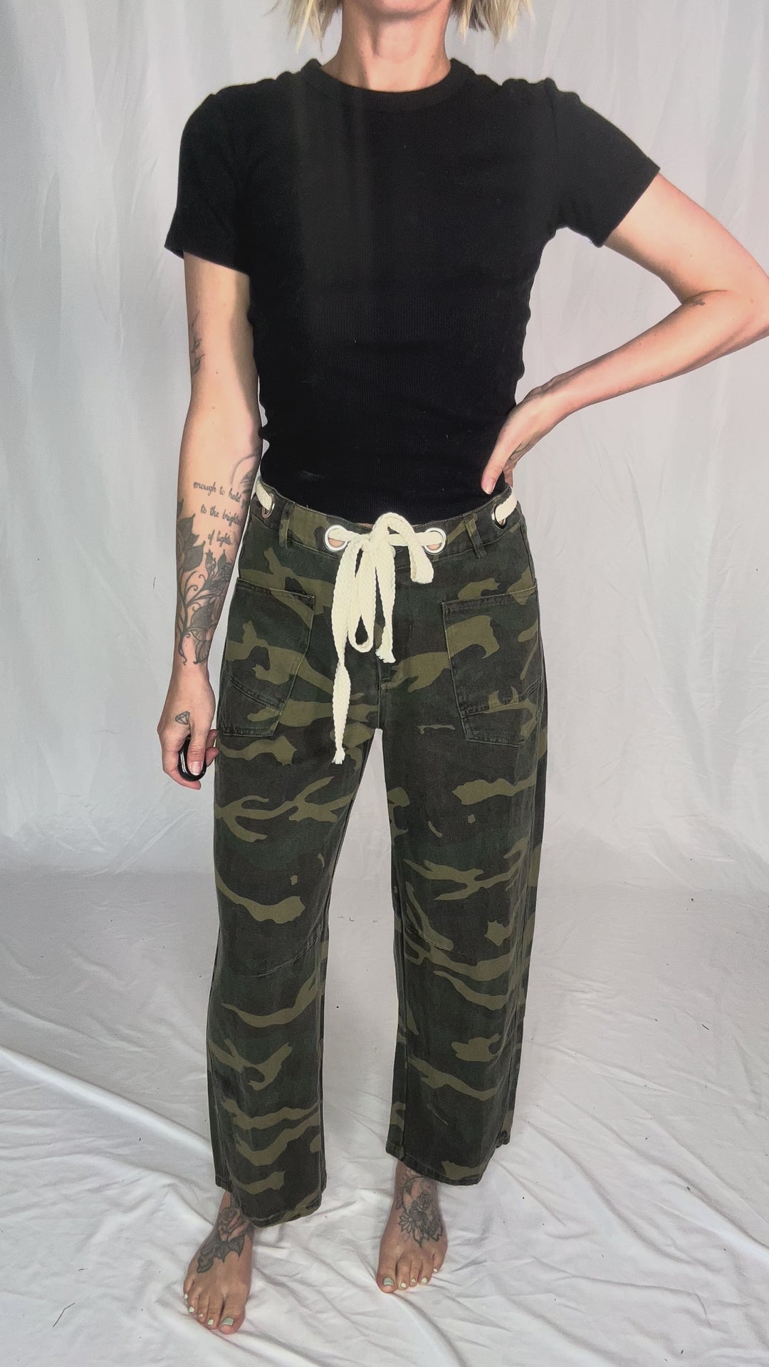 Jeremy Camo Relaxed Fit Rope String Pants- CAMO