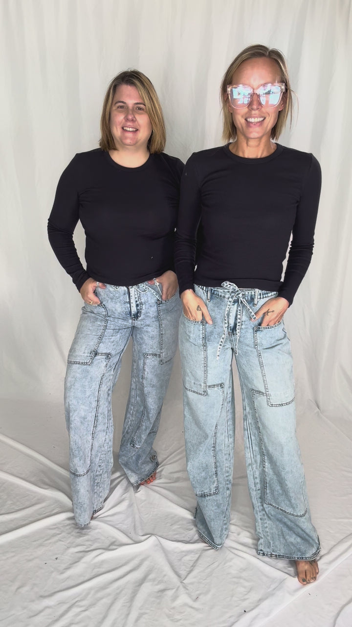 BLAKELEY Jovie Tie Waist Wide Leg Jean- LIGHT WASH