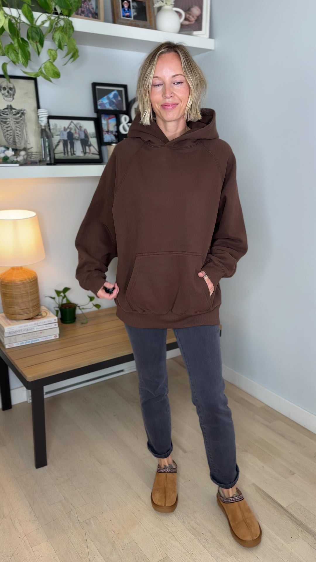 Tanis Premium Fleece Hoodie- BROWN
