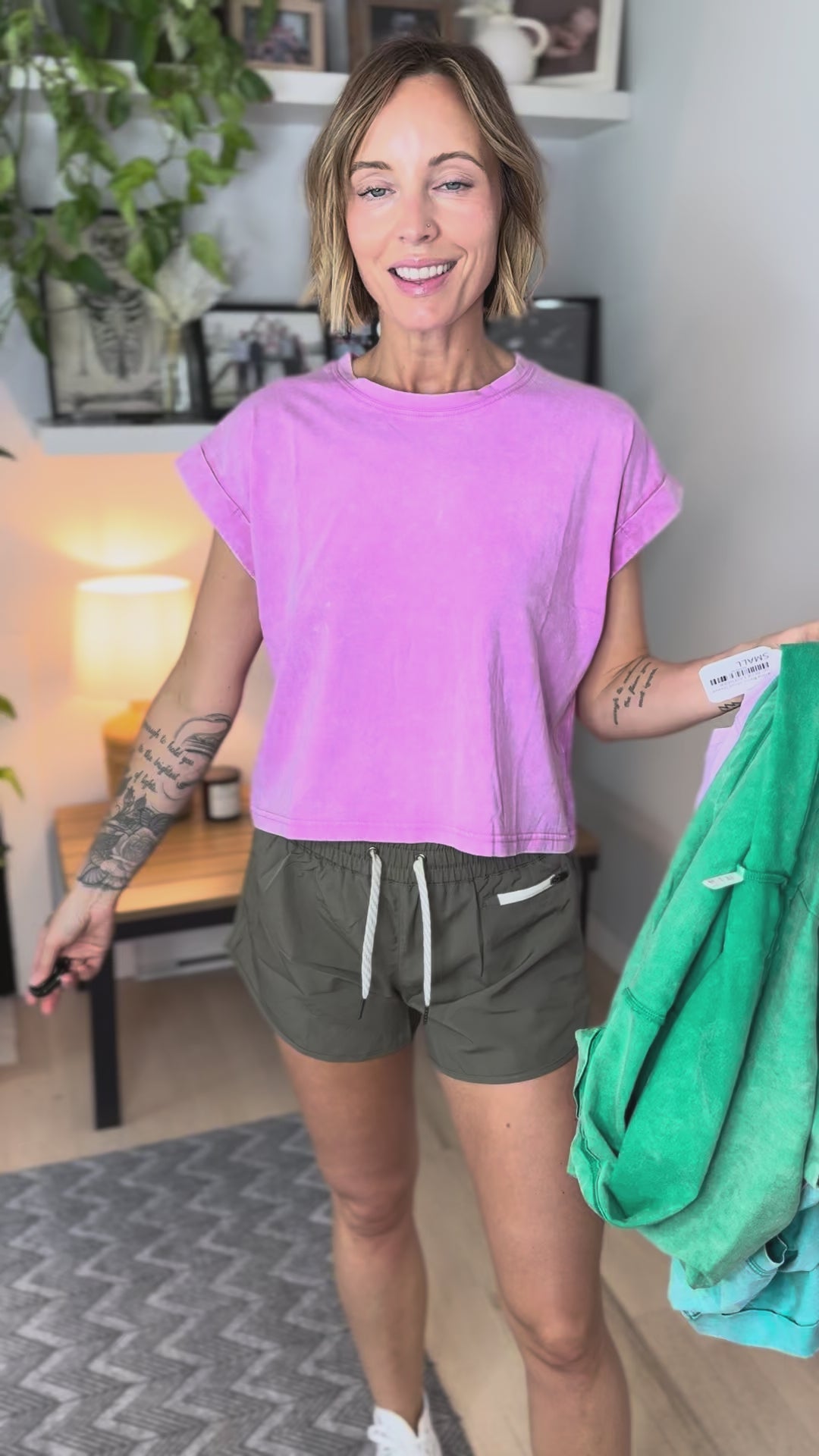 Karina Washed Cotton Tee- KELLY GREEN