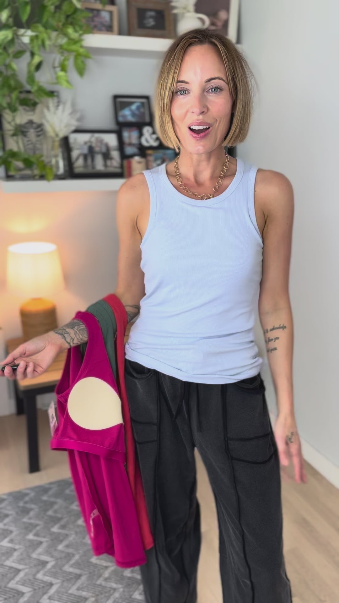 Mono B Kim Micro-Ribbed Built In Bra Tank Top- SILKEN TAUPE