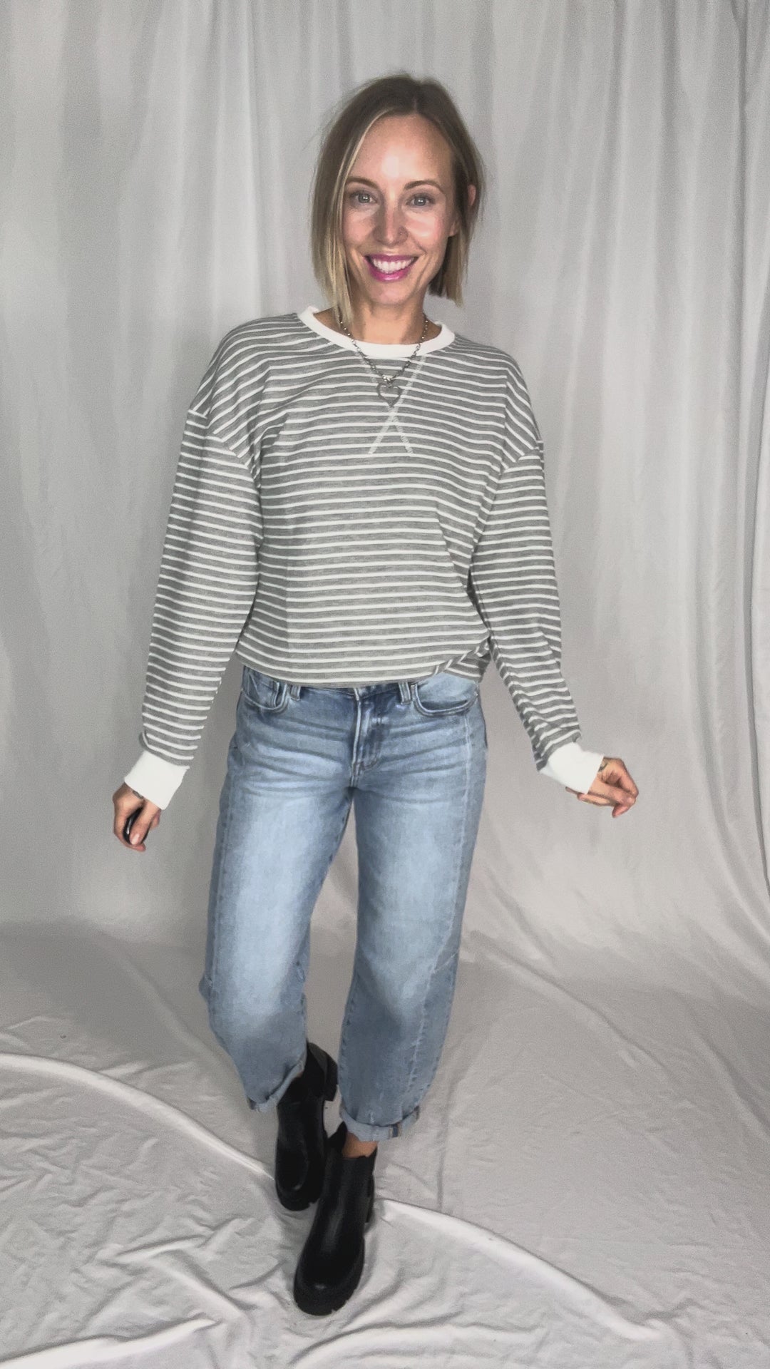 MICHELLE MAE Lola Thermal Long Sleeve- GREY