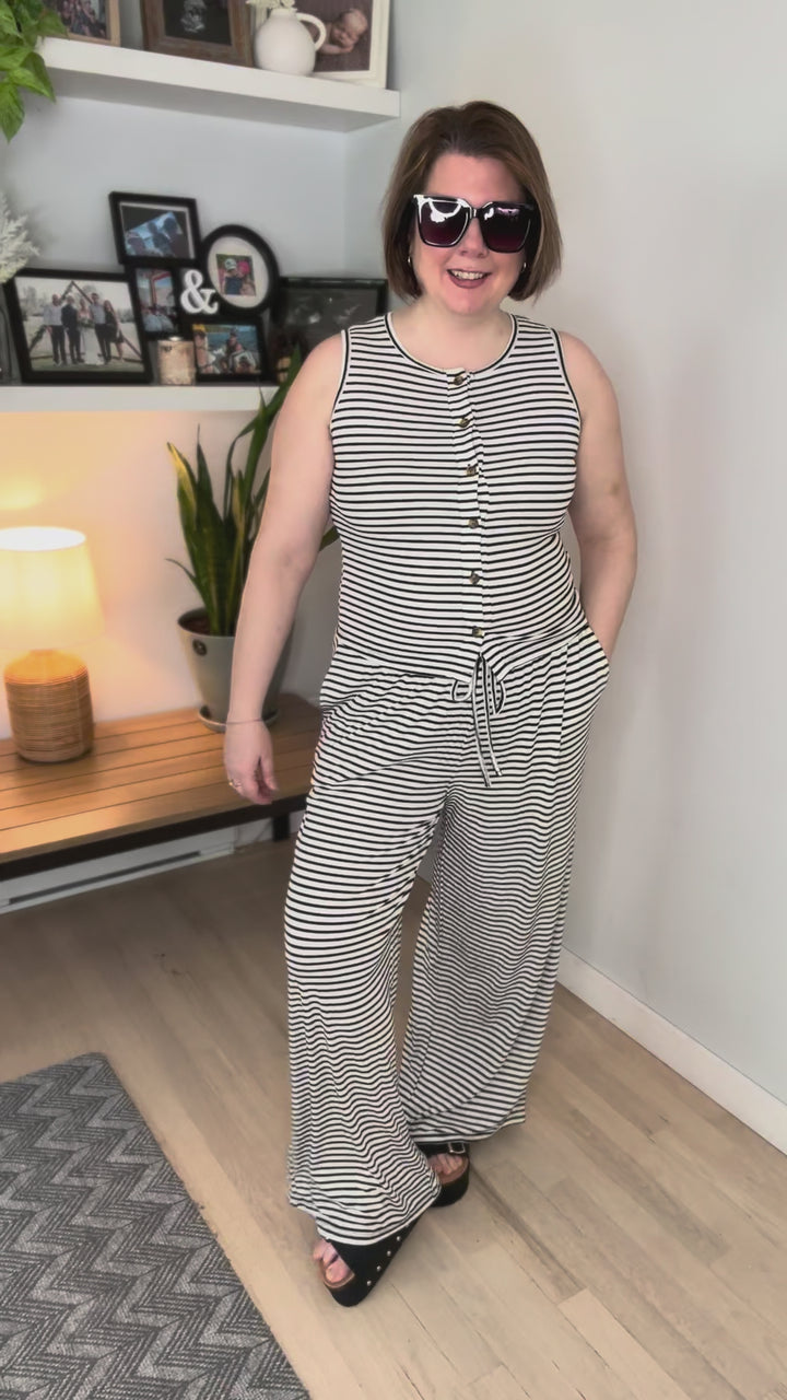 Maple Striped Knit Set- BLACK