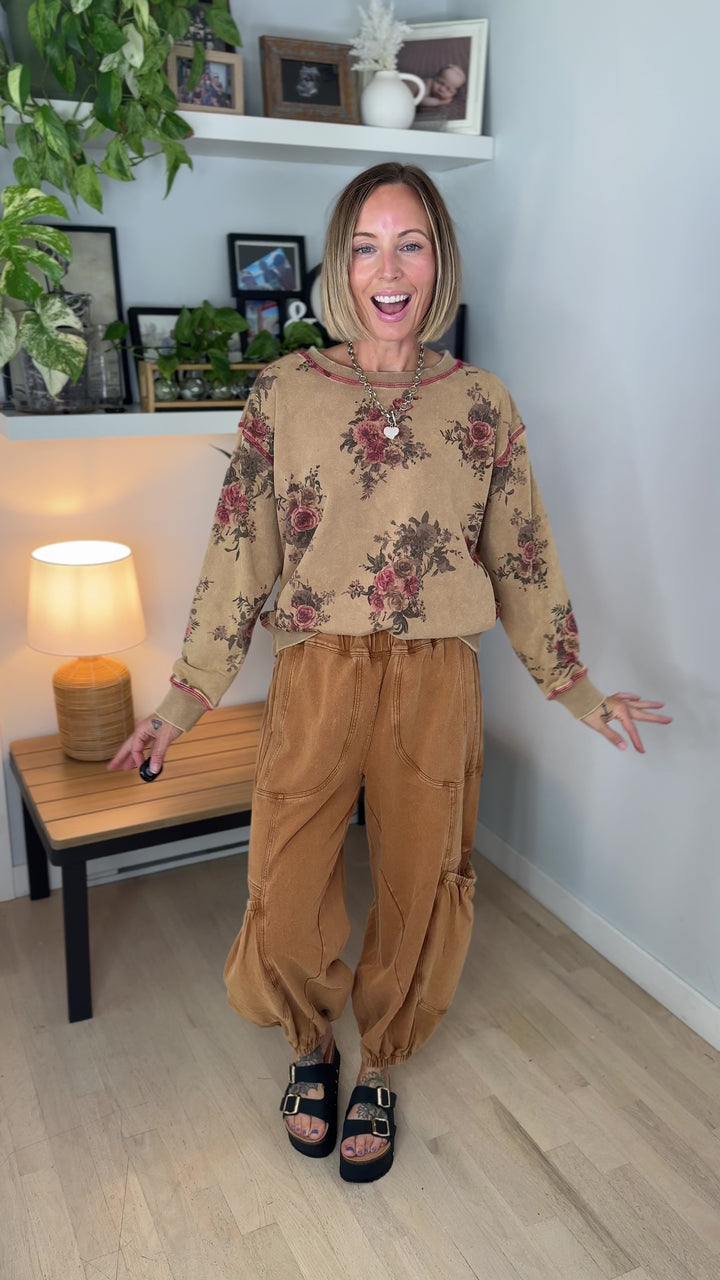 Nutmeg Floral Pullover- TOAST