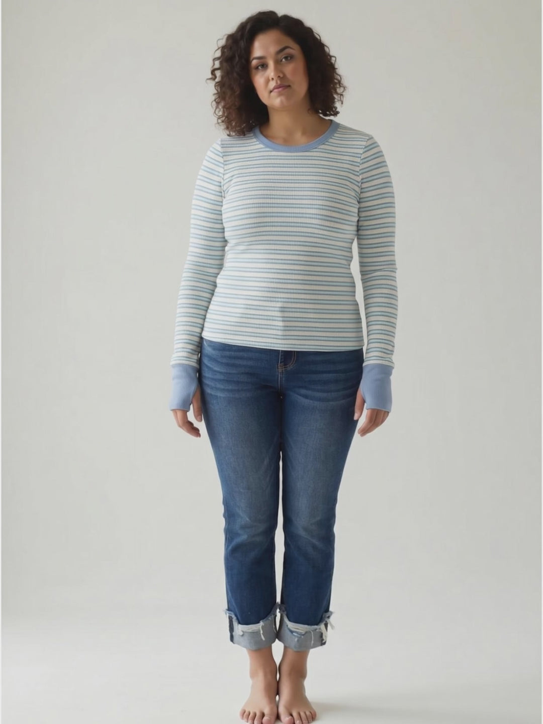 Renata Thermal Long Sleeve- BLUE STRIPE