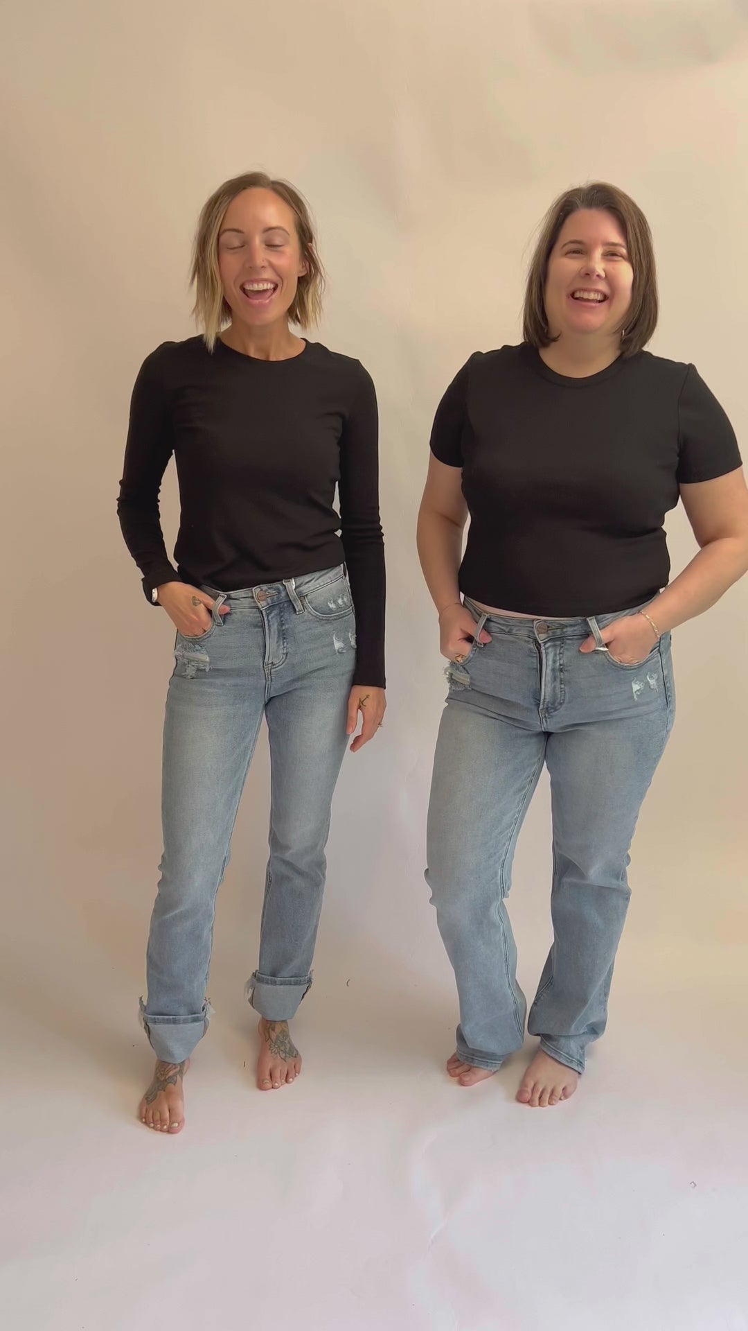 RISEN Carrie High Rise Straight Leg Tummy Control Jeans- MEDIUM WASH