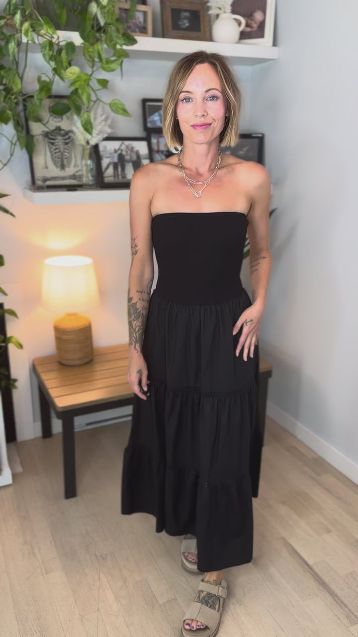 Coconut Cove Strapless Dress- BLACK