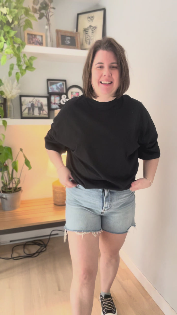 Kaya Cotton Boyfriend Tee- BLACK