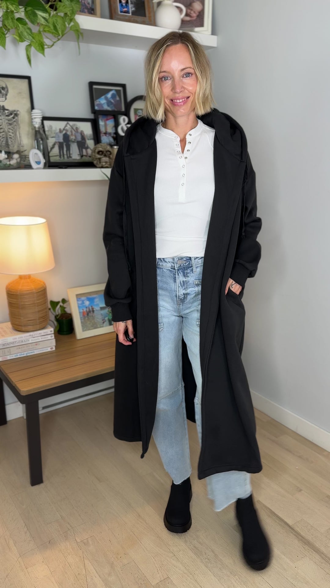 Oslo Hooded Cardigan- BLACK